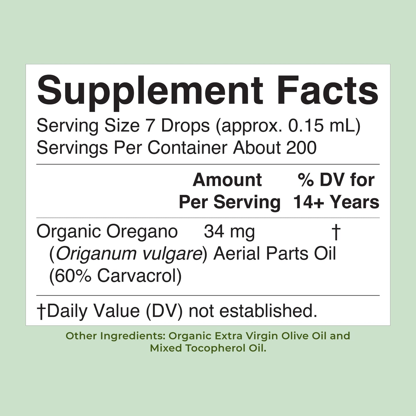 Organic Oil of Oregano Liquid Drops