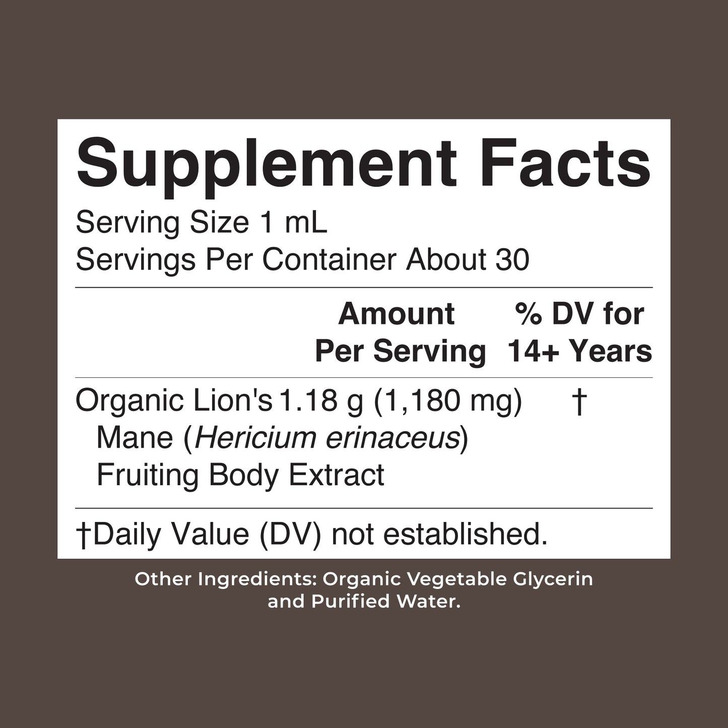 Organic Lion’s Mane Liquid Drops