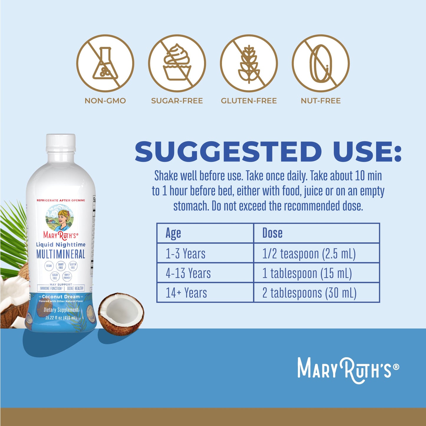 Liquid Nighttime Multimineral (Coconut) 15.22oz