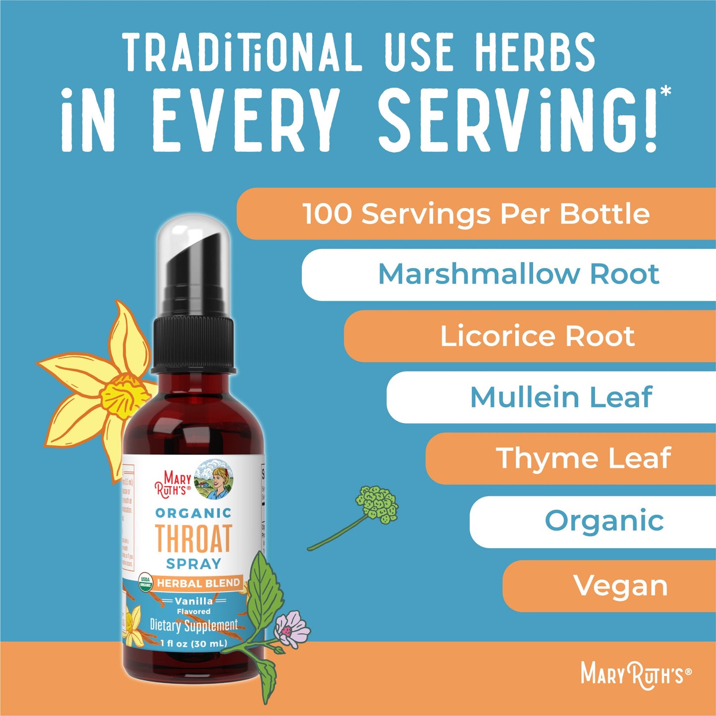 Organic Throat Spray (Vanilla)