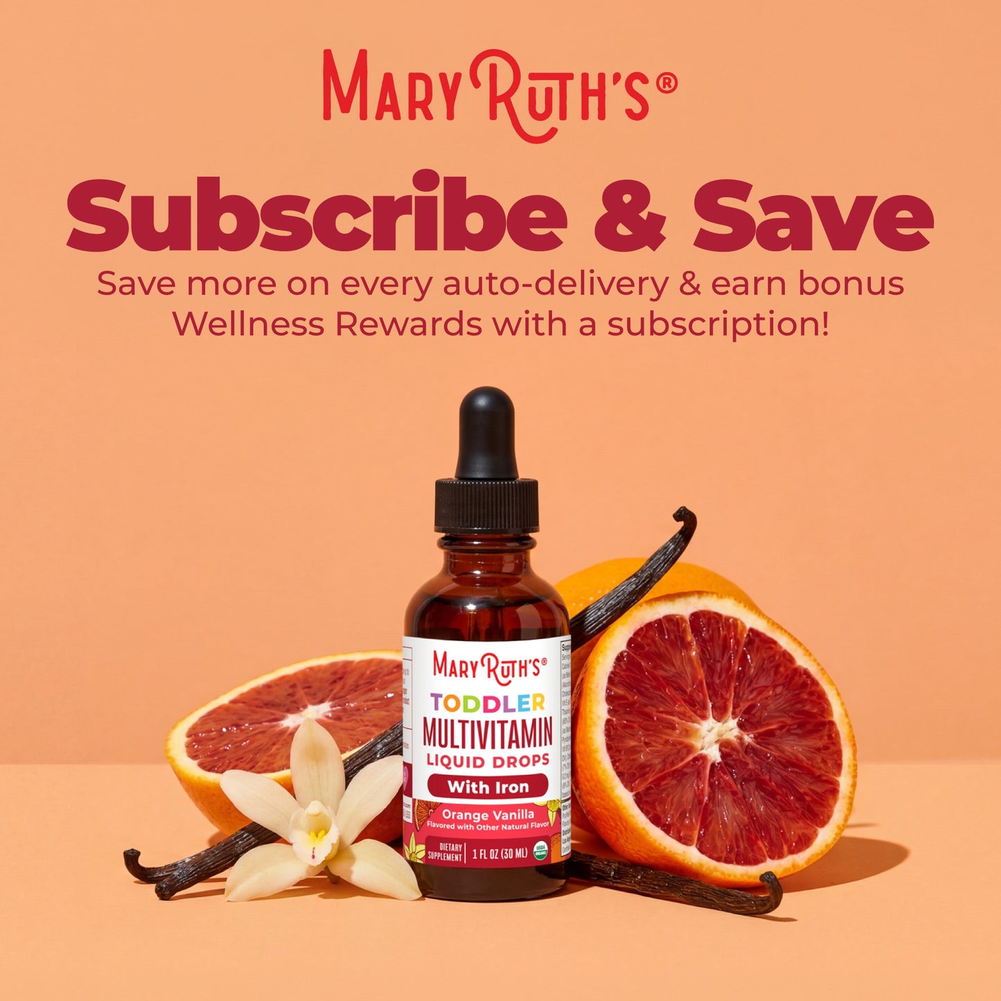 Organic Toddler Multivitamin Liquid Drops With Iron