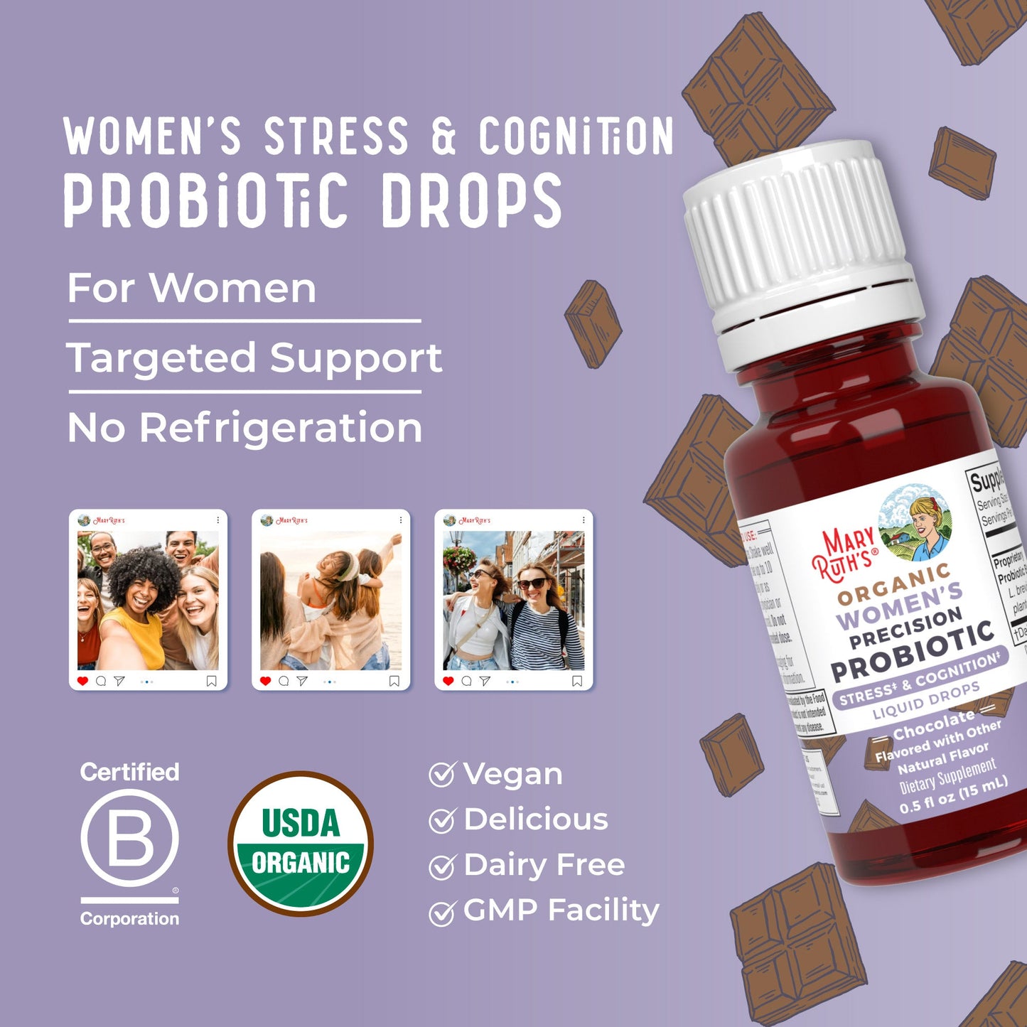 Organic Women's Precision Probiotic Stress & Cognition Liquid Drops