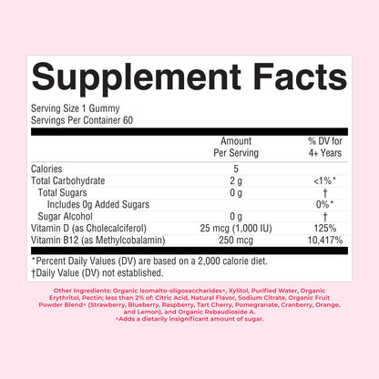 Sugar-Free D3 + B12 Gummies