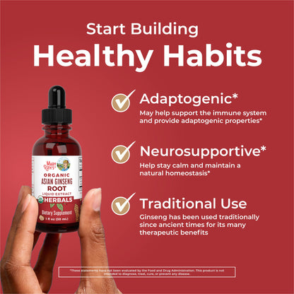 Asian Ginseng Drops, Org, 1 oz