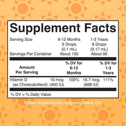 Infant & Toddler Vitamin D3 Organic Liquid Drops