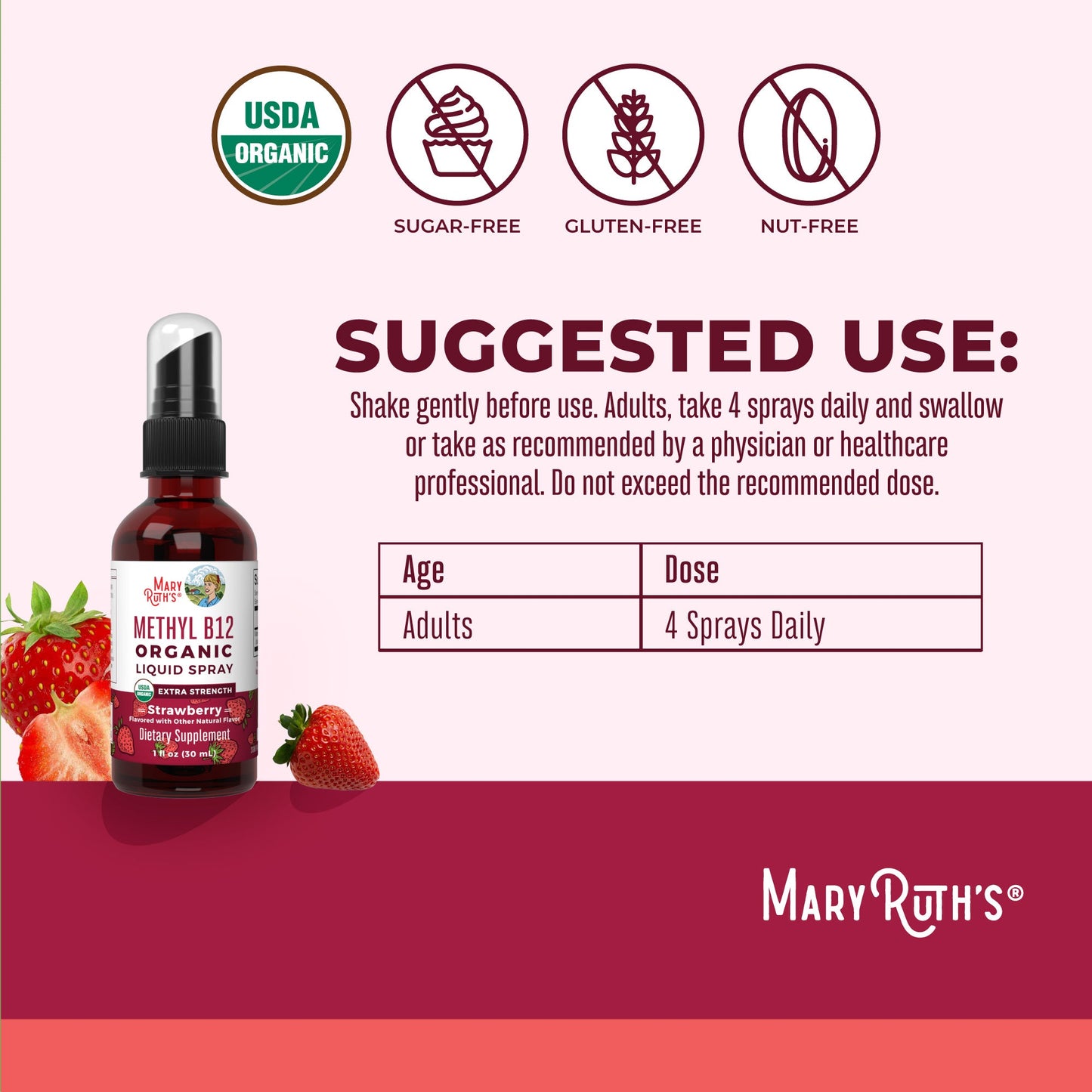 Methyl B12 Organic Spray, Strawberry