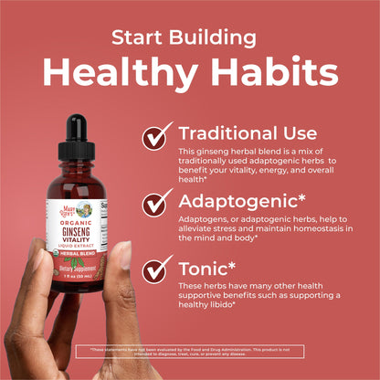 Organic Ginseng Vitality Herbal Blend Liquid Drops