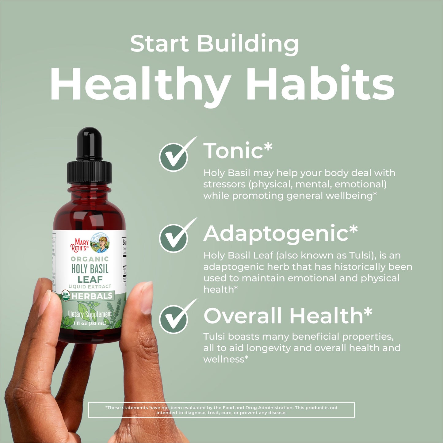 Organic Holy Basil Leaf Liquid Drops
