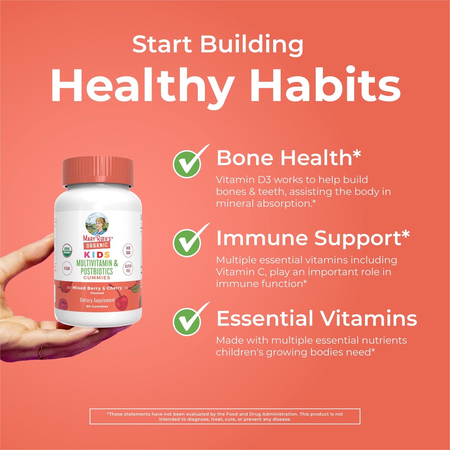 Organic Kids Multivitamin + Postbiotics Gummies