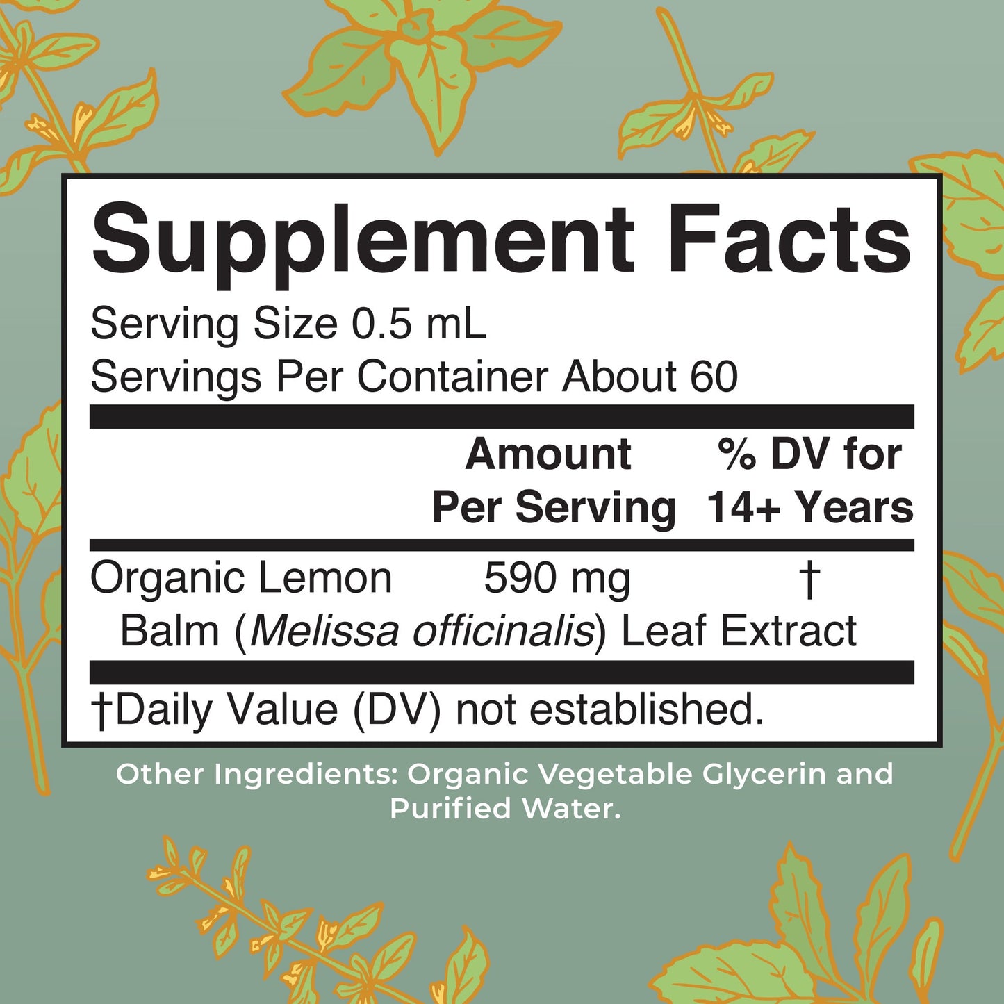 Organic Lemon Balm Leaf Liquid Drops