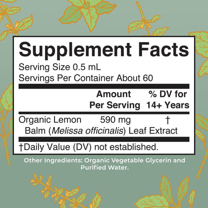 Organic Lemon Balm Leaf Liquid Drops